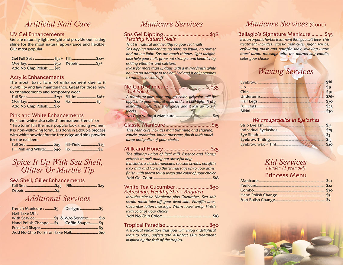 Nail Salon Menu Template